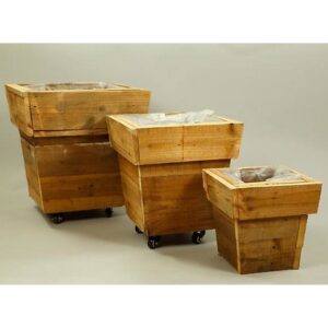 CESTO LEGNO CON RUOTE